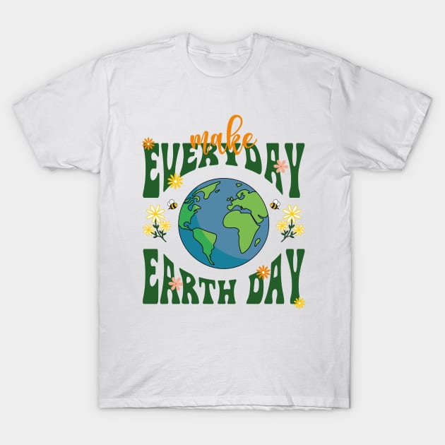 Retro Groovy Make Everyday Earth Day 2024 Cute Save Our Planet T-Shirt by ANAREL